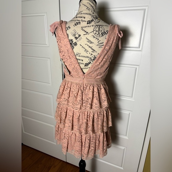 Bardot Revolve Roxie Lace Dress Dusty Pink - Picture 7 of 8
